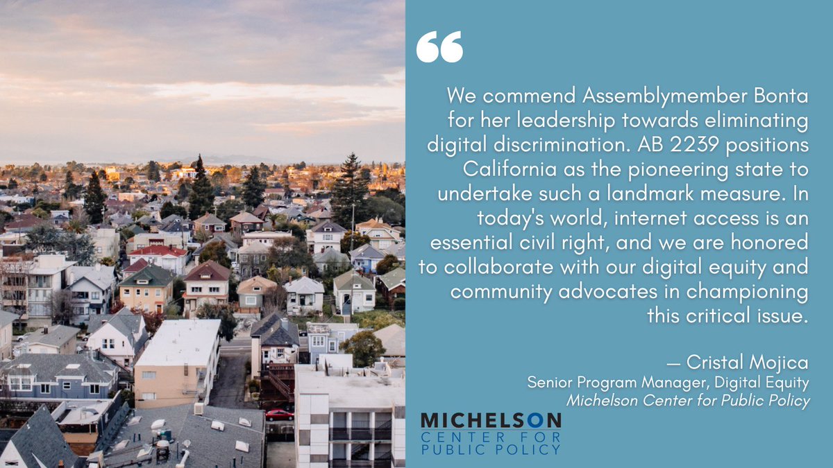 Great News! The Assembly Communications and Conveyance Committee passed #AB2239, bringing us one step closer to closing the #digitaldivide in CA. We commend @AsmMiaBonta for championing this historic bill that recognizes the importance of ensuring equitable access for everyone.