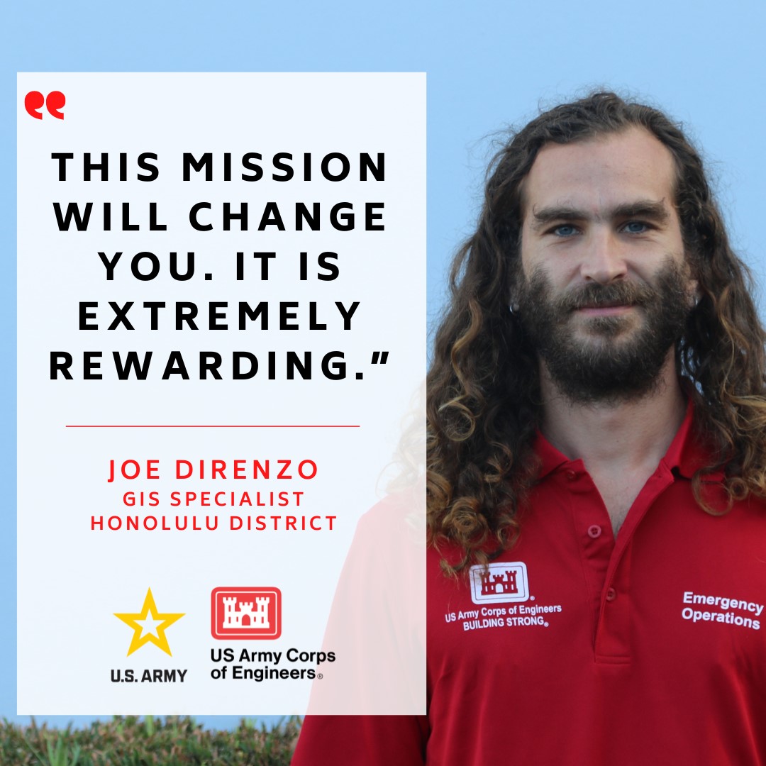 Joe Direnzo is the lead GIS at the #USACE recovery field office. It includes all the mapping needs (physical or web) for the RFO in support of the mission. He also helps incoming quality assurance inspectors with access to technology needed in the field. #HawaiiWildfires