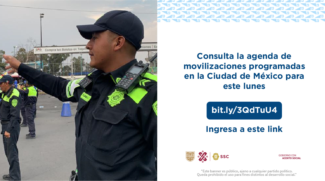 #CiudadSegura | 📱 Consulta las movilizaciones programadas para este lunes 15 de abril en la #CiudadDeMéxico. #SomosSSC 🚔🔎 Ingresa a: bit.ly/Agenda-Movi