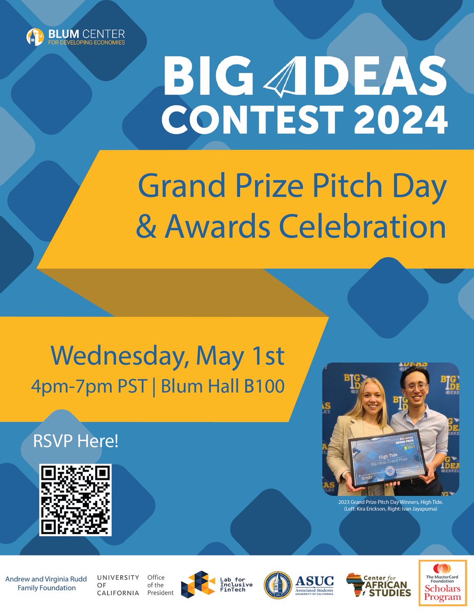 Are you ready to get a first-hand look at the next wave of groundbreaking social ventures? Join us on May 1st to celebrate the 2024 BIGGEST Big Ideas and hear the top 5 teams pitch for the $20K Grand Prize. RSVP at ticketbud.com/events/f5eba3b…