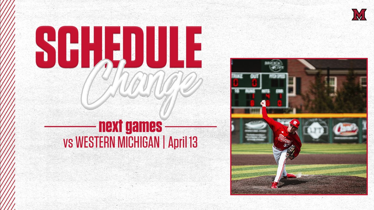 🚨Schedule Change🚨
We will now face Western Michigan in a double header beginning at 12 p.m. on Saturday in Kalamazoo.   

We will return home to Mckie on April 23 to take on Xavier. 
📕: bit.ly/4aPxSHD
#RiseUpRedHawks | #LoveAndHonor