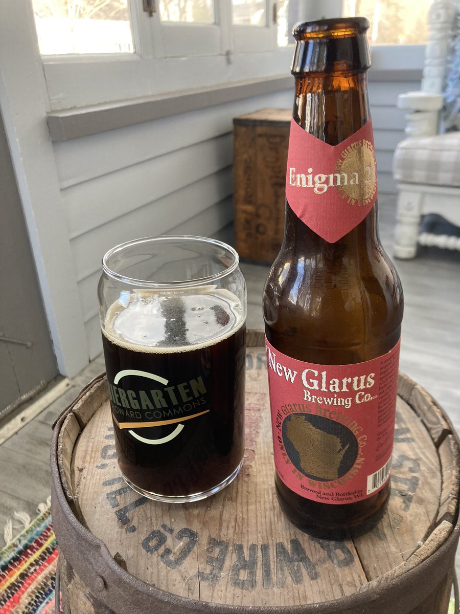 Enjoying first porch beer 🍺 of Spring - a delicious 😋 Enigma 23 Flanders Red Ale by @newglarusbrew #WIbeer #goodbeer