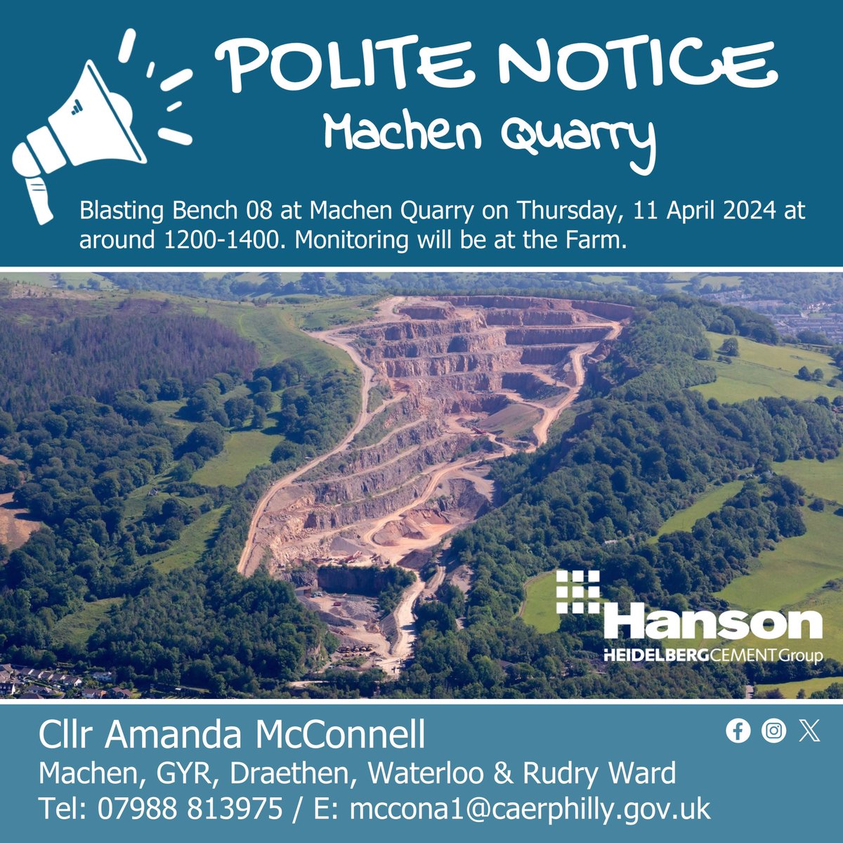 📣 Polite Notice - I have been asked by #MachenQuarry to pass on the following information……👇 #Machen #Blasting #Hanson #MachenRudryWard