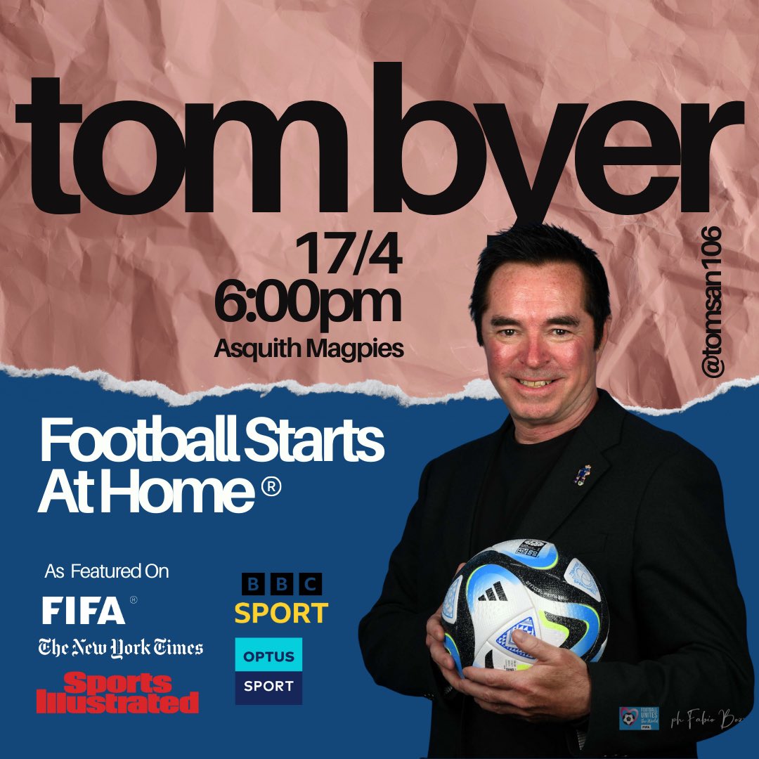 We’re very excited to host grassroots development pioneer Tom Byer in Australia. Tom’s presentation Football Starts At Home will be available for coaches, technical directors and parents over the course of next week. (free attendance) tinyurl.com/3t2tyw8j