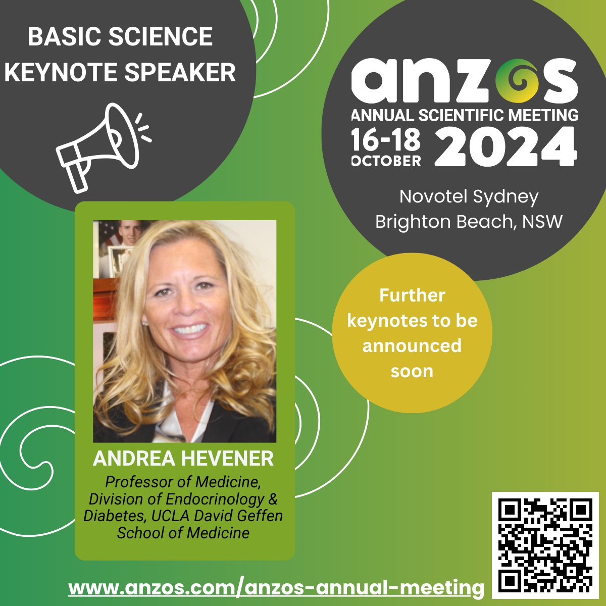 🌟Delighted to welcome Prof @AndreaHevener as a Plenary Speaker at #ANZOS2024! Leading expert in #Metabolism @UCLAHealth her insights will be thought-provoking. Don't miss out, join us in Sydney, Oct 16-18, registrations are open #LetsTalkAboutObesity🔬🎉 anzos.com/registration-2…