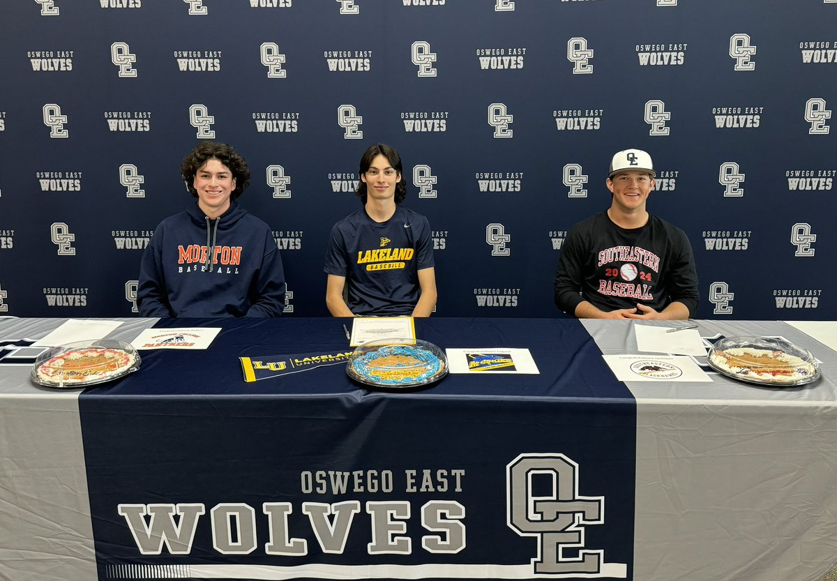 OEHSbaseball's tweet photo. Extremely proud of these three young men! We can’t wait to see what you accomplish over the next four years. @aguilera_aidan @JPetsche22 @L_South1 https://t.co/aSLu6Y05Ew