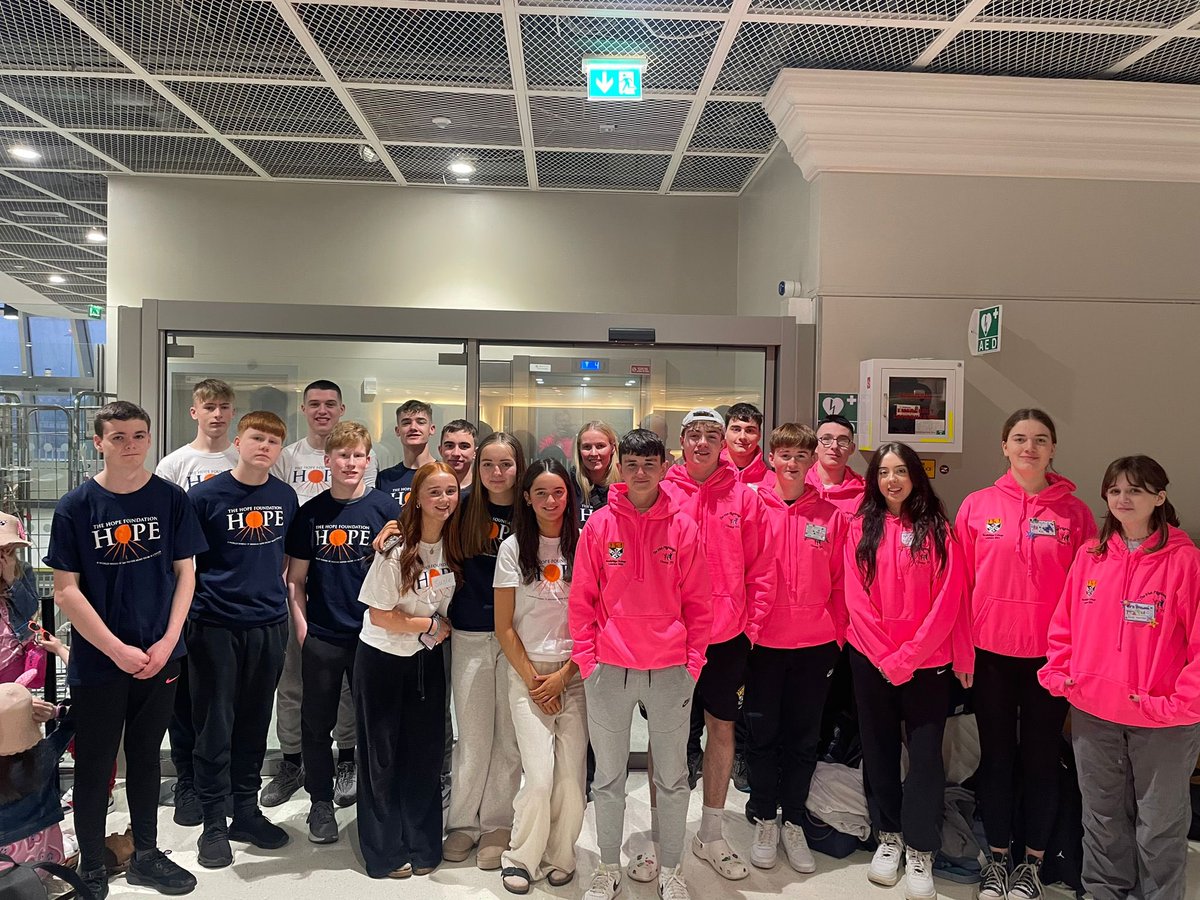 Two Groups of students from the College meet in Dublin Airport Easter Sunday morning, one group flying out to Lourdes to help children and adults with additional needs, the other group flying to Calcutta to visit projects they fund raised for helping slum-dwelling children.
