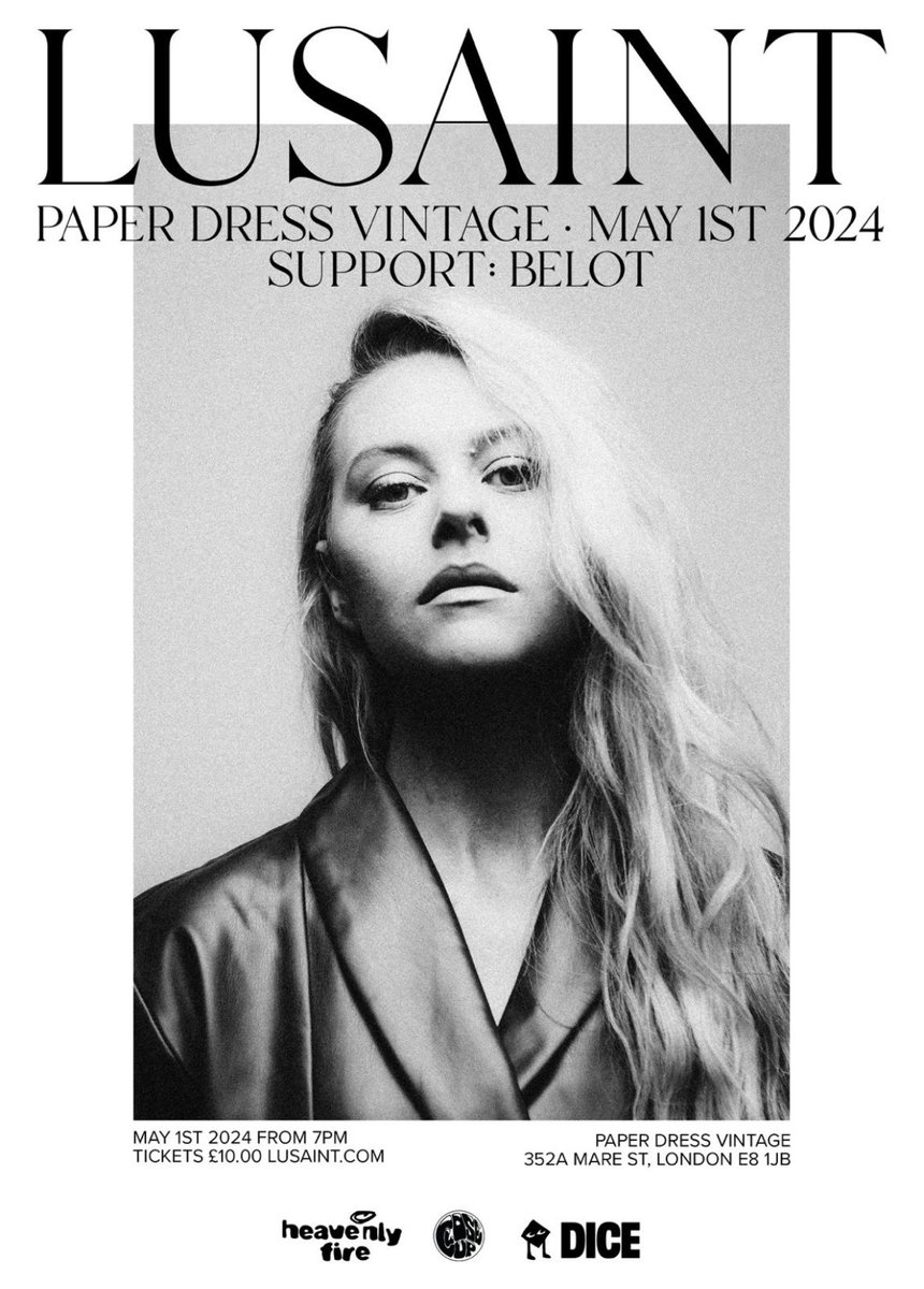 Next London show - May 1st @paperdressed in Hackney ♥️ Tickets now available 💌