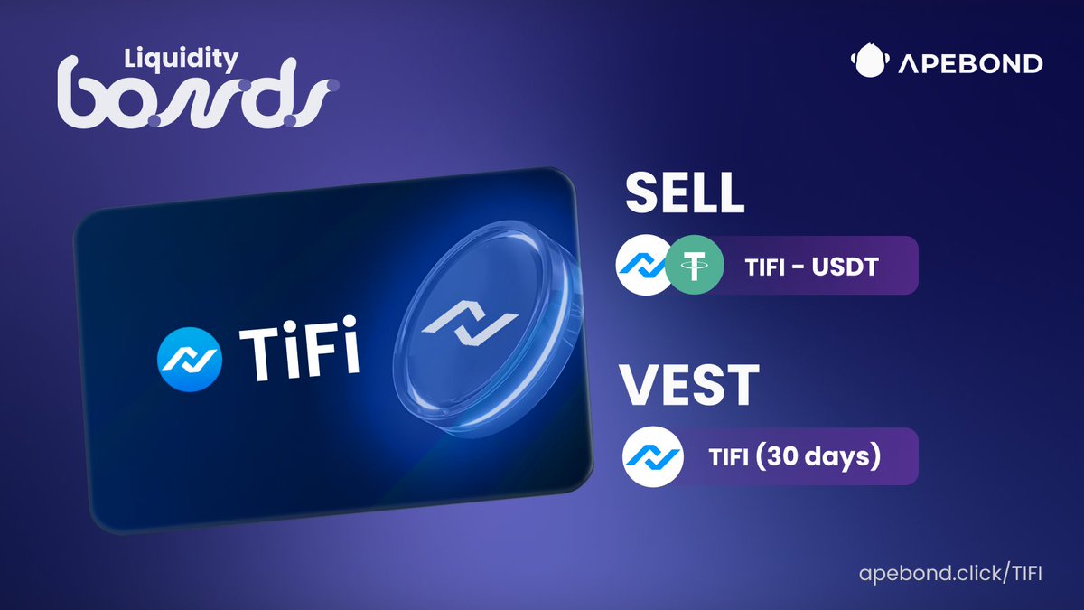 🆕 Round of Bonds with @TiFiToken 🤝 💳 Token-back reward is the most innovative feature of the $TIFI token. It stimulates holders by providing 'token rewards', similar to cash reward for credit cards. 💎 Get $TIFI at a discount! ➡️ apebond.click/TIFI