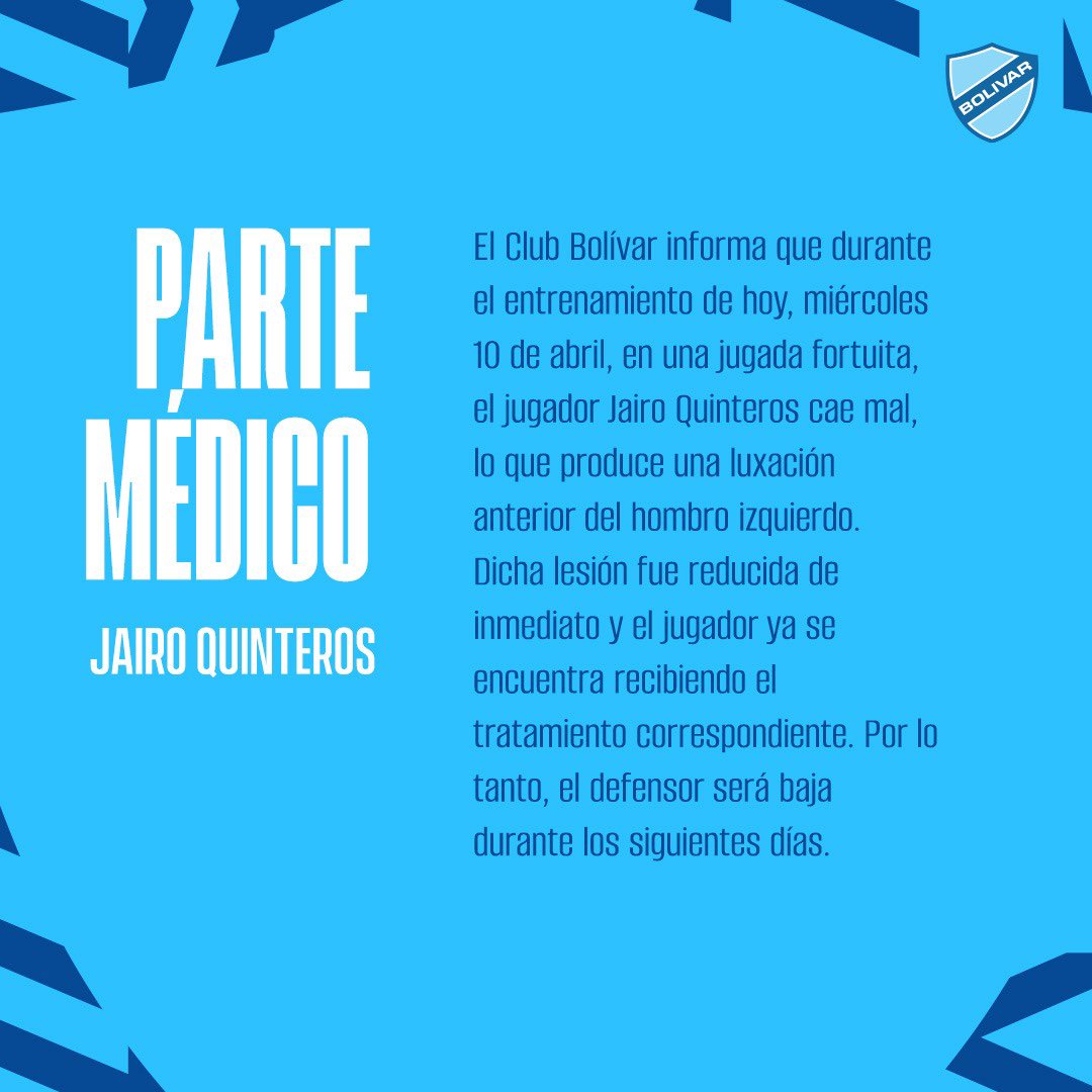 🚨Parte médico: Jairo Quinteros🚨