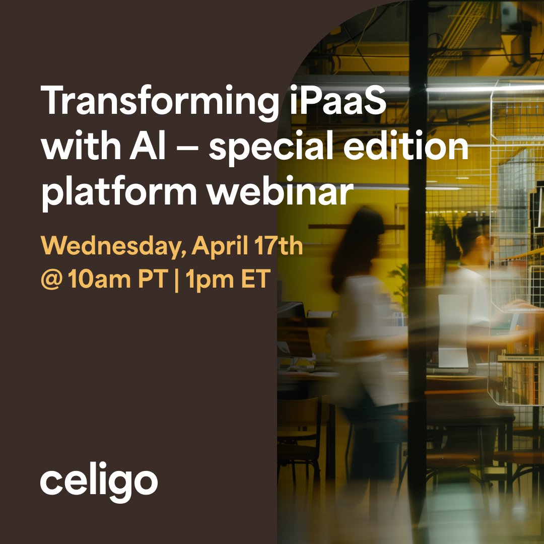 One week from today! Learn how AI can turn technical challenges into avenues for innovation. See how Celigo's #AI features can help streamline the development process by bridging the gap between IT and Line of Business Users. Register now! 👉 bit.ly/4aPHhz6
