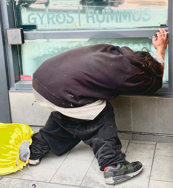 He doesn't want anyone to do anything for him.
That is why we don't do anything for them.....

We all walk by.....   We are all 'desensitized,' however, we feel the pain since our 'leaders' allow this to continue.

#saveSF #ItsDrugsNotHomelessness #inhumane