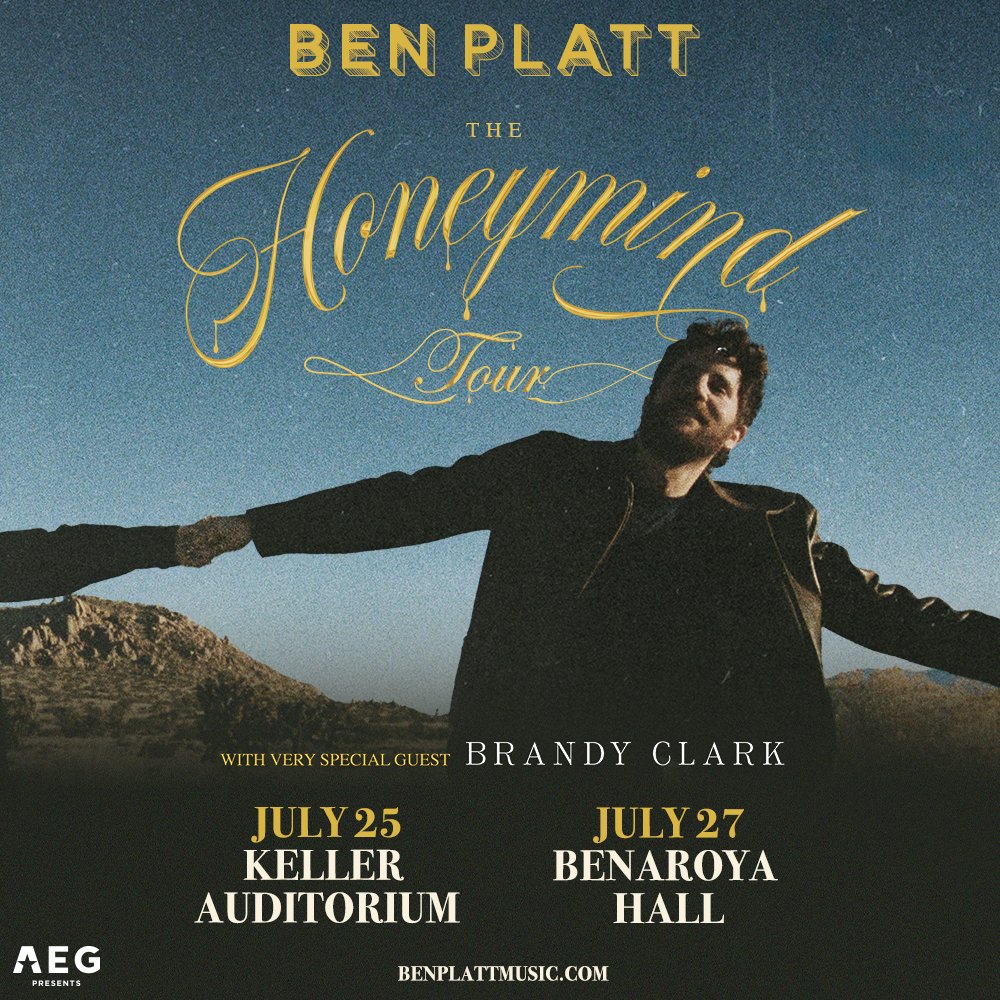 Just Announced: Ben Platt returns to the PNW on The Honeymind Tour this summer! He'll perform at Keller Auditorium on July 25 and Benaroya Hall on July 27. Tickets available Thursday, April 18 at 10am. Register for presale at BenPlattMusic.com.