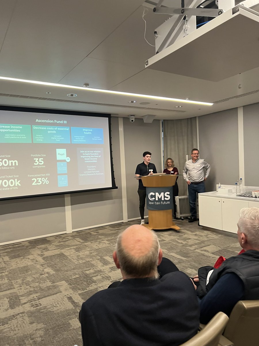 Great to be at the <a href="/AscensionGrp/">Ascension</a> Fund III launch night sharing about their recent investment into <a href="/joinHappl/">Happl</a> 🚀