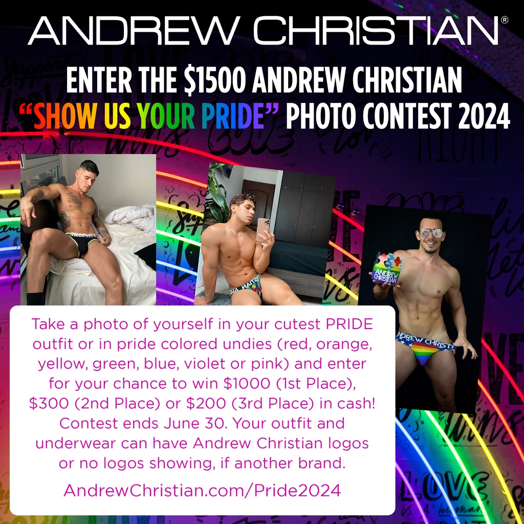 $1500 Pride Photo Contest....Just Dropped! ENTER & VOTE! andrewchristian.com/pages/pride2024 Do you have the most PRIDE? #pride #contest