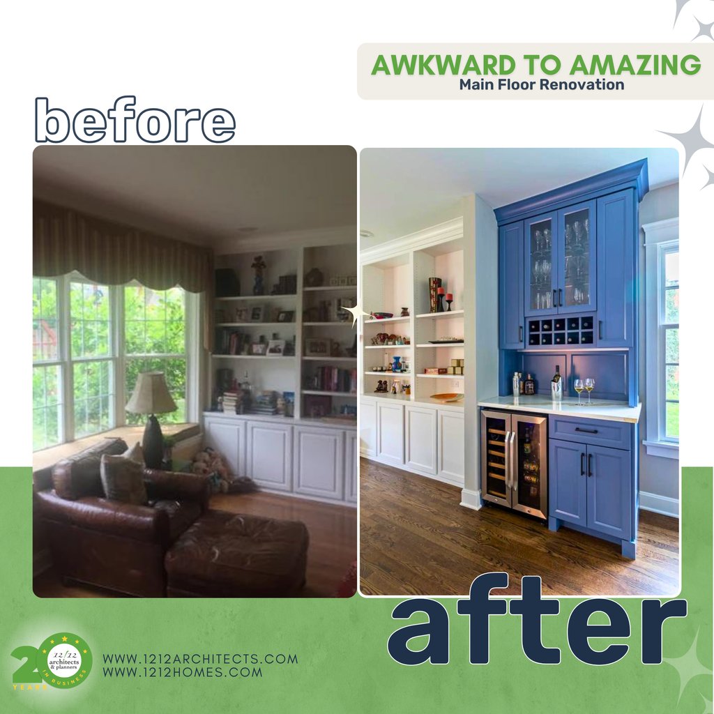 We took this house from 'awkward' to 'amazing' with a strategic redesign that maximized every inch of space!

More design inspo here 👉🔗 linkin.bio/1212architects

#EveryDesignTellsAStory #LetUsTellYourStory #1212Architects
#functionaldesign  #beforeandafter