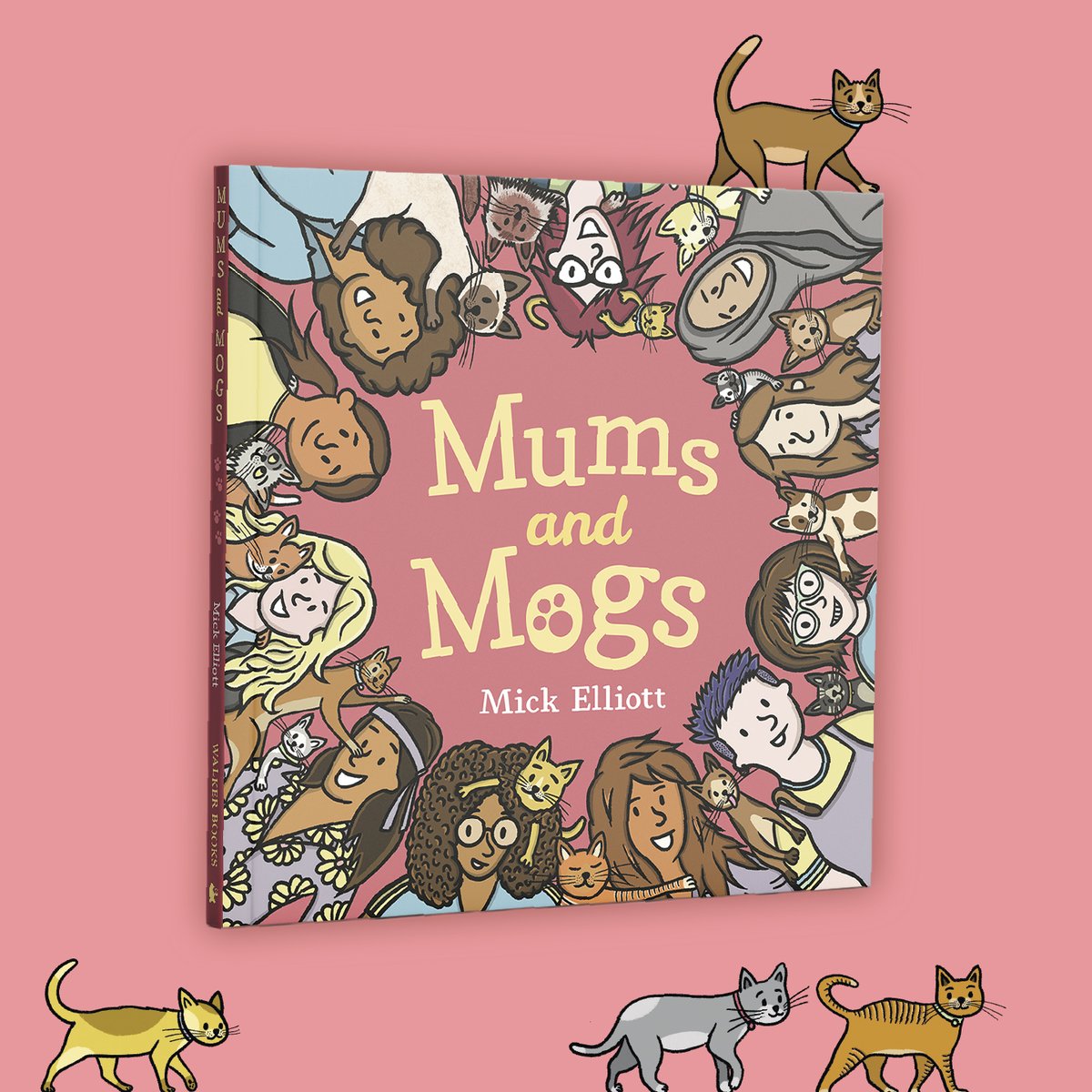 Mums and Mogs is a joyful and celebratory picture book by Mick Elliot featuring lots of different mums with all their different mogs. A joyful celebration of togetherness, and all the fun, chaos, mischief and laughter that cats bring to the family 🐈