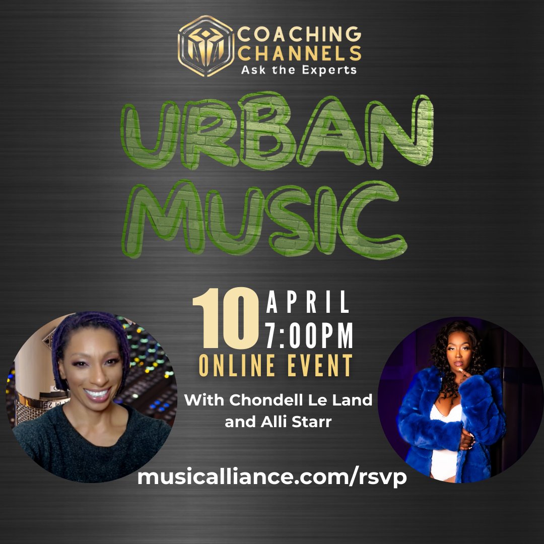 🎶 URBAN MUSIC is back again TONIGHT! Join us on Zoom 🎤 with Special Guest @allistarrmusic  From #rap to #RandB and everything in between, we've got your #urbanmusic covered! #onlineevent