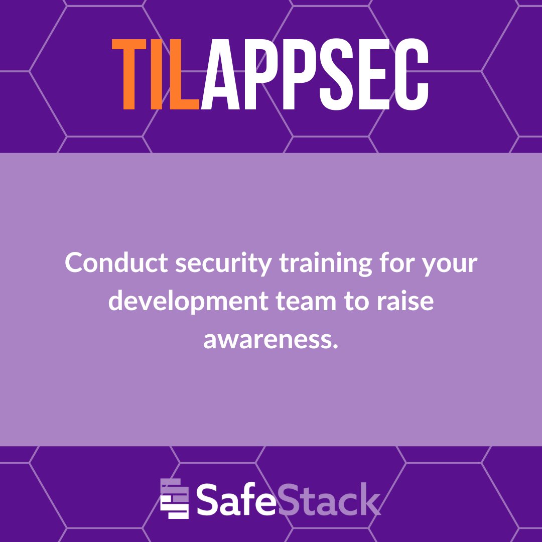 Conduct security training for your development team to raise awareness. #SecureSoftware #CyberSecurity #DevSecOps #SecureCoding #SoftwareSecurity #AppSec
