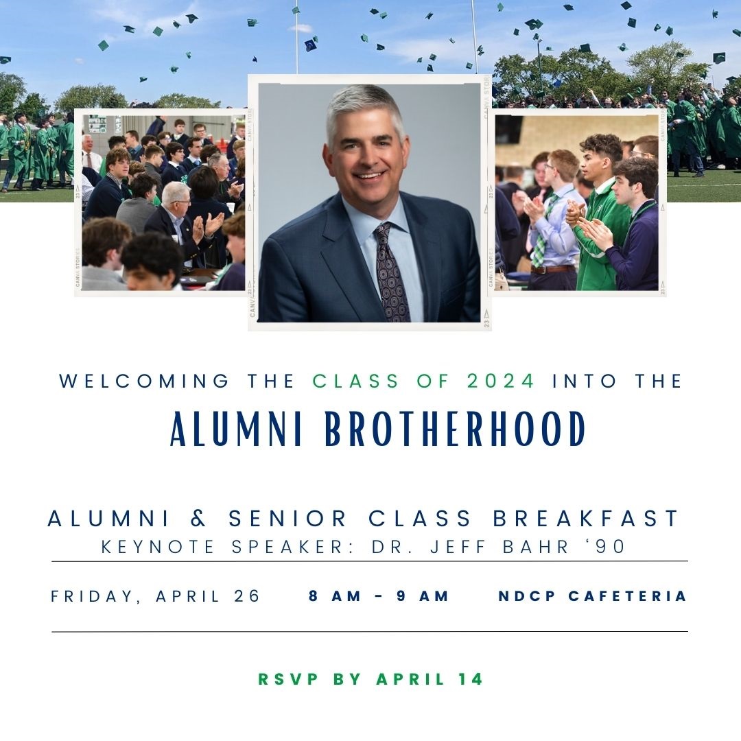 Calling all alumni! Please join us on Friday, April 26 for the annual Alumni & Senior Class Breakfast. RSVP at forms.gle/ByqZN34hazsPDR… @nddons