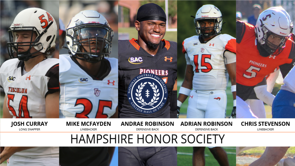 Five @TusculumFB student-athletes named to NFF Hampshire Honor Society #PioneerUP @Tusculum_Univ Full Story: tusculum.prestosports.com/sports/fball/2…