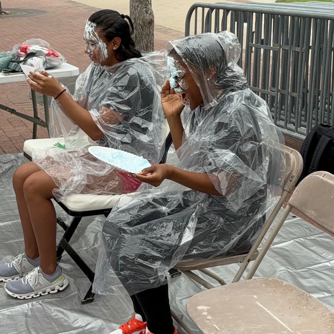 Pie An Athlete! 😆 The Mean Green took to the community and raised awareness for food insecurity. It’s safe to say it was a real slice! #AmericanUnityWeek | #GMG🦅