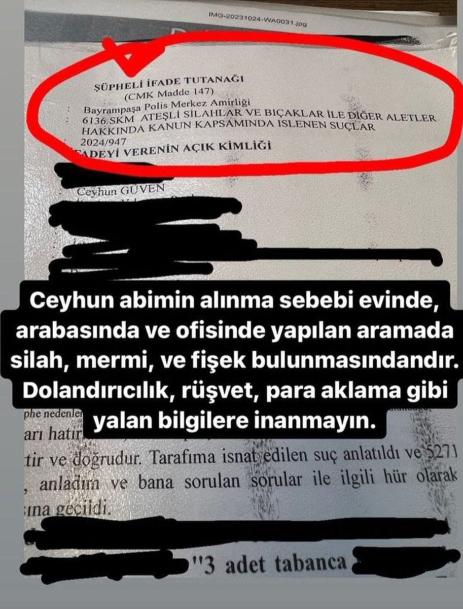 Beni mermi ve fişek fotoğrafıyla tehdit eden Ceyhun Güven, evinde ruhsatsız silah ve fişek barındırmaktan gözaltına alınmış. Şimdi bu adam benim için bir tehlike değil mi? #CeyhunGüvenTutuklansın