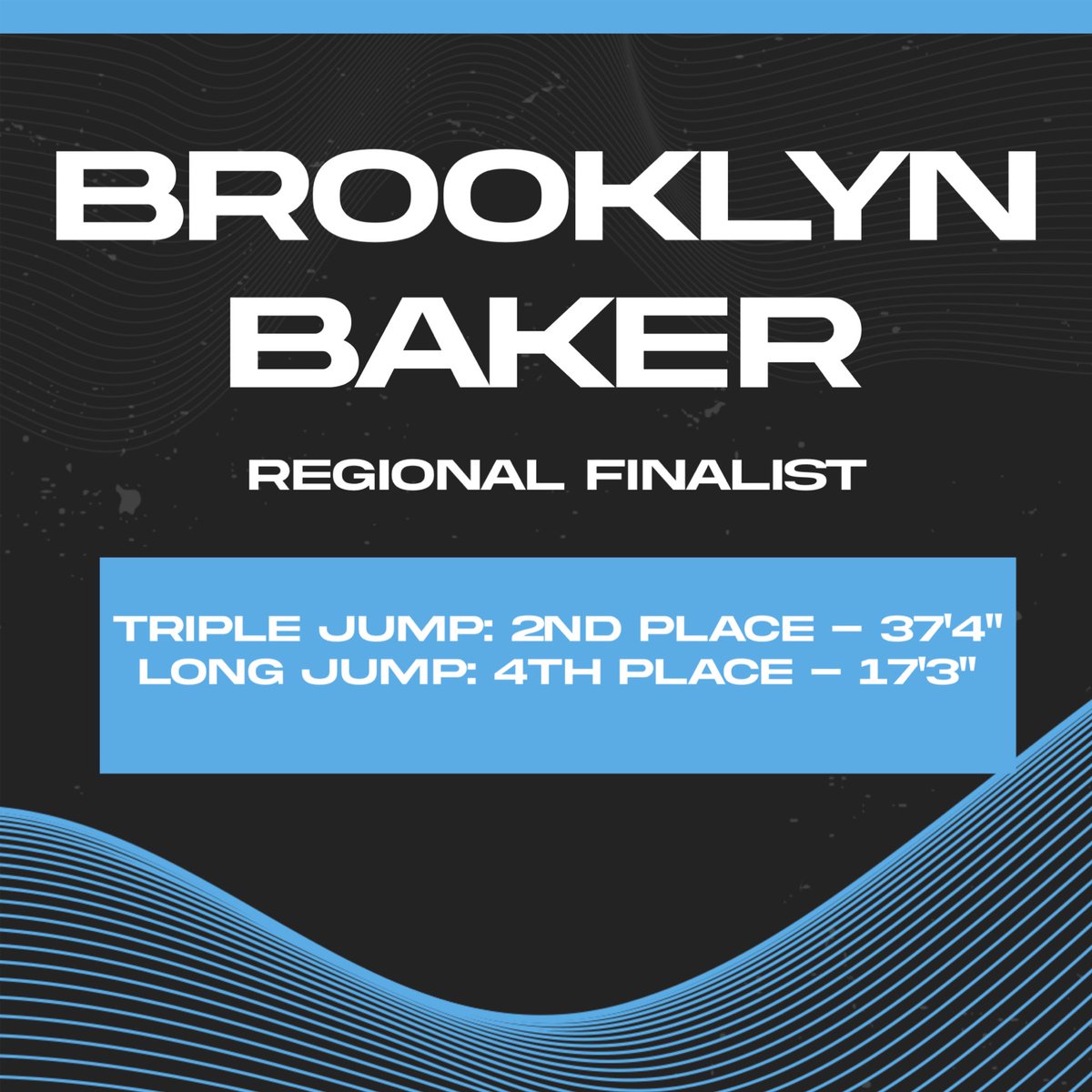 Here it is…. Brooklyn Baker moves on to regionals next week for Long and Triple Jump! Time to get to work!!!! #RegionalBound @coachluster2 @sudden47 @BwoodBucs @bportisdsports
