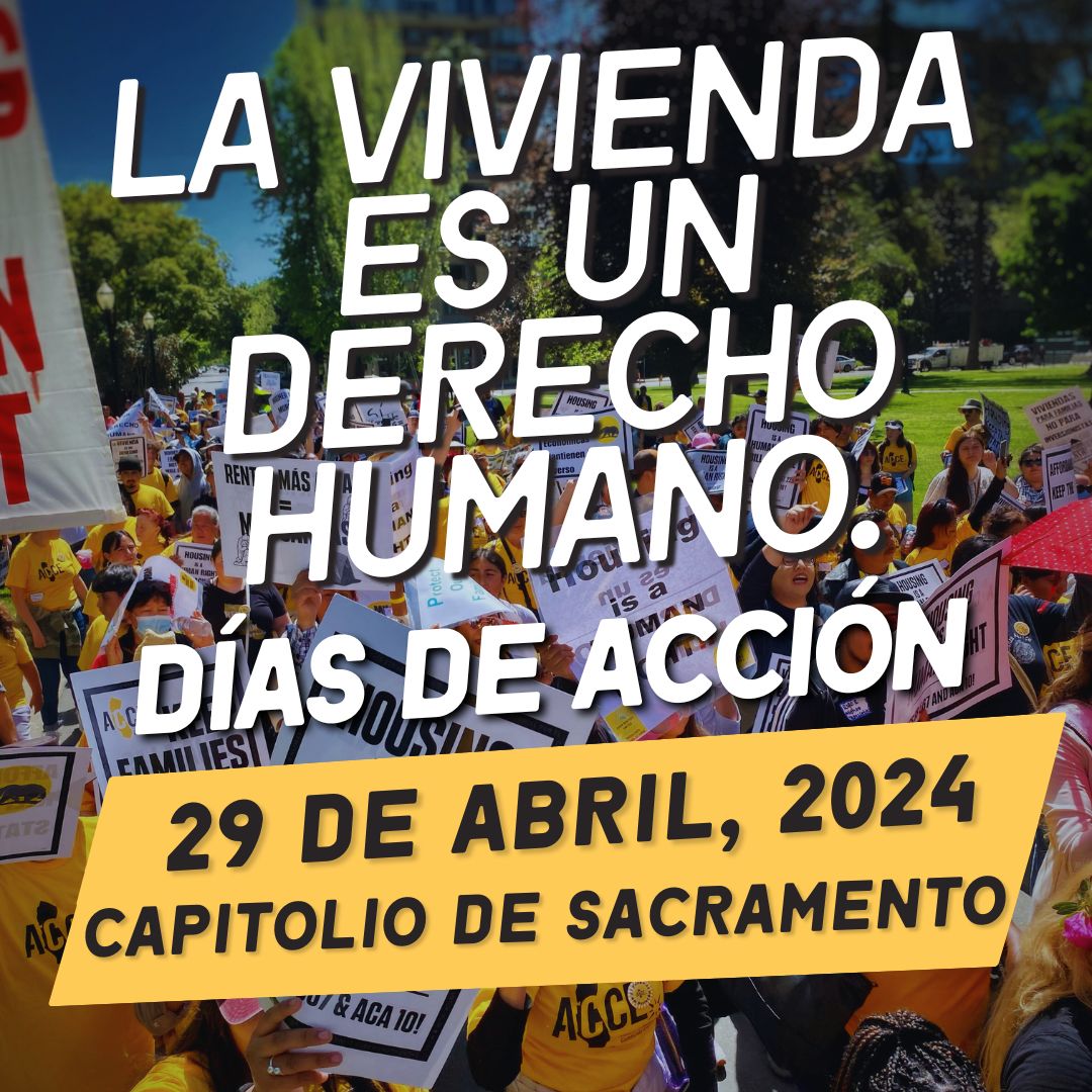 Join renters and families from across CA at the Capitol this April 29th for our Housing Is A Human Right Day of Action to demand our representatives support the number of housing bills in their dockets! 💪🏽 #HousingIsAHumanRight #HomesNotTents

Register at buff.ly/3IOz6XN