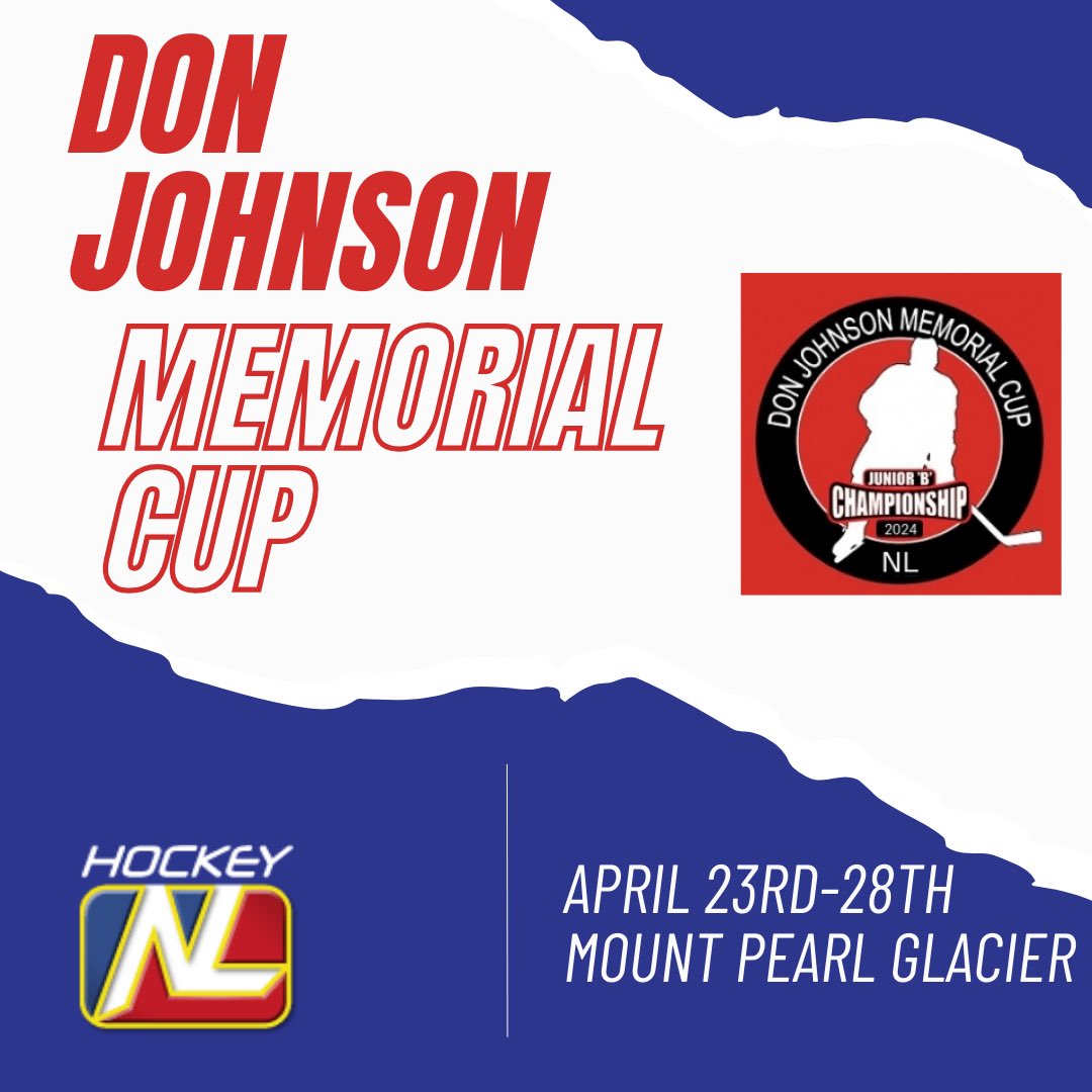 2024 Atlantic Junior B Hockey Championships will be hosted by The Mark's Mount Pearl Blades from April 23rd to 28th, 2024 at the Glacier Arena! For more information, please see djmc.rynahockey.ca/news.php?news_…