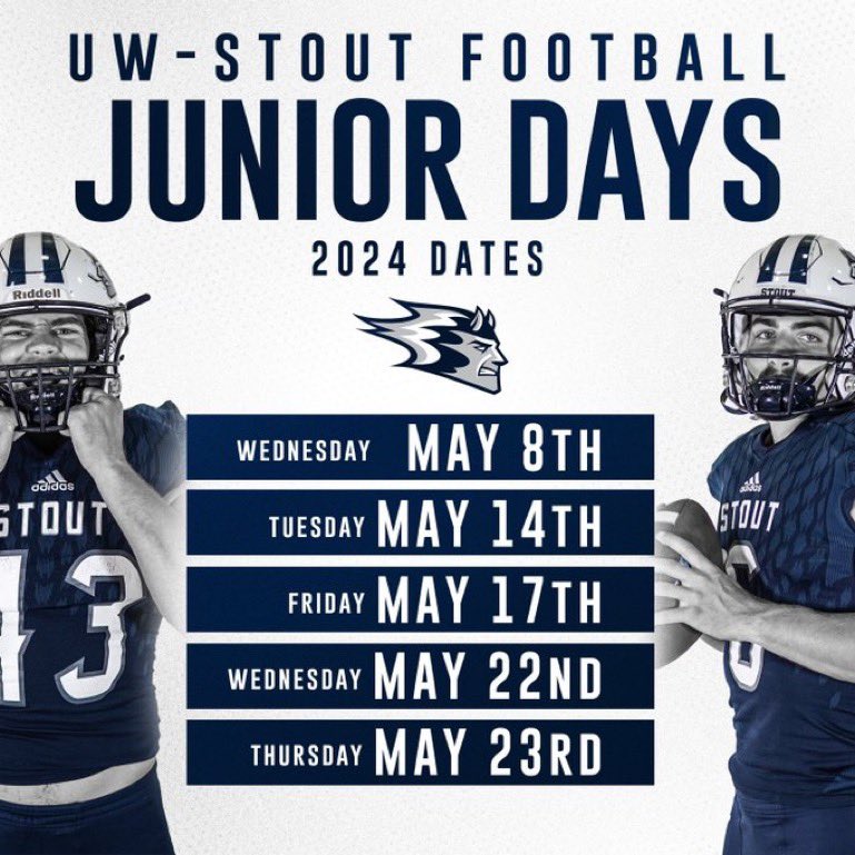 Thank you to <a href="/CoachJRSchiff/">Jake Schiff</a> for the invite to the <a href="/UWStoutFootball/">UW-Stout Football</a> junior day.