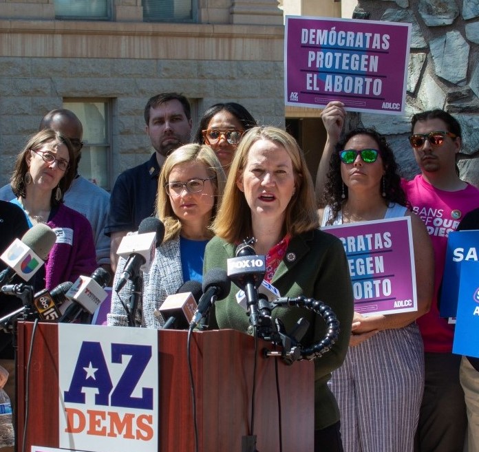 Join the fight with us. Fighting for women, health, and our freedoms. I am proud to stand with my Mayor Kate Gallego, my Arizona Attorney General Kris Mayes, and Arizona Democrats throughout our state. #AZ01 @MayorGallego @AZAGMayes @AZrising @azdemparty @reproforall