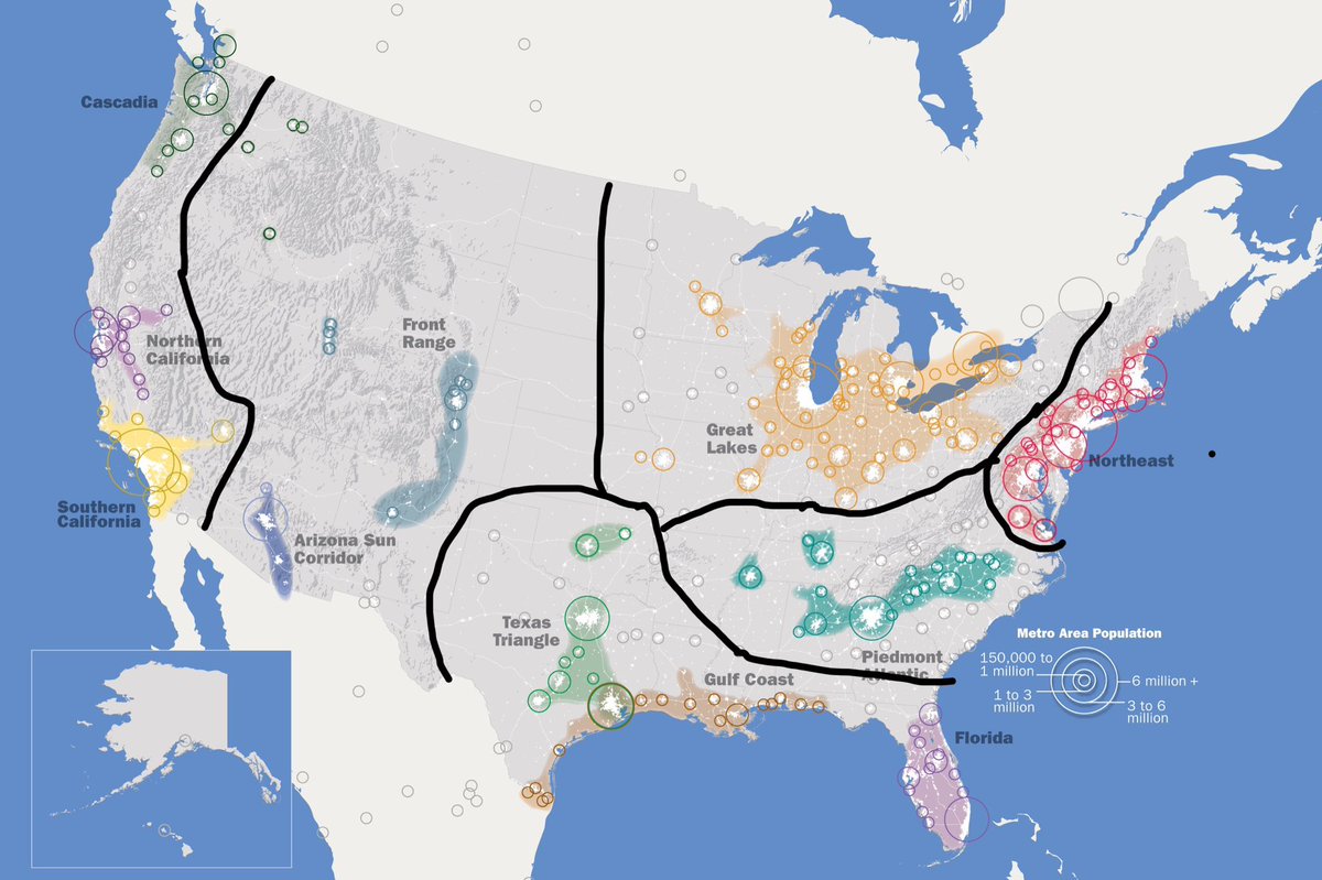 More detailed. West Coast & South Coast have multiple power centers. California & Cascadia. Greater Texas & Florida.