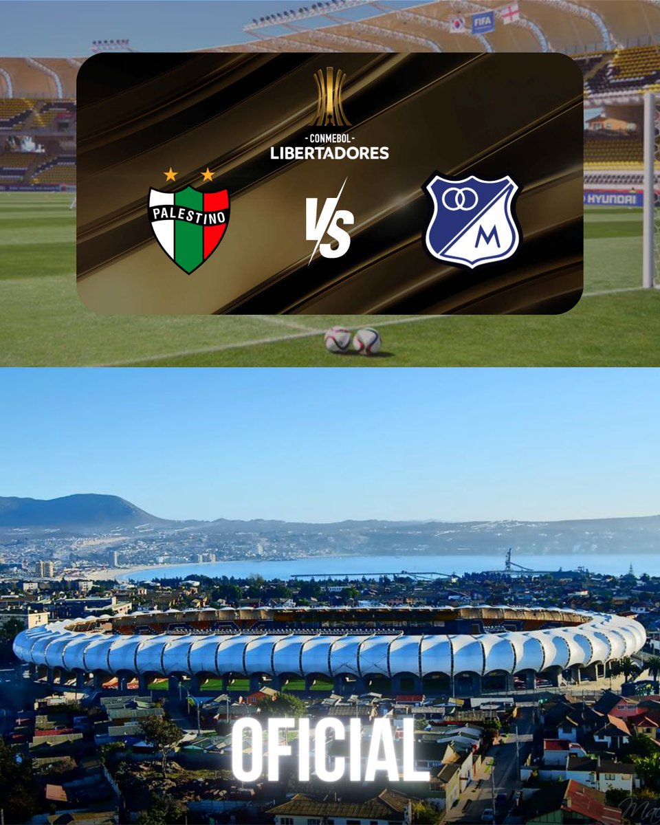 La @CONMEBOL aprobó ✅ el Estadio Municipal Francisco Sánchez Rumoroso 🏟️ de Coquimbo 🇨🇱. 👉 Será el estadio donde Palestino 🇨🇱 oficiará como local para el partido 🆚 #Millonarios Ⓜ️ por la Fecha 3 de la Copa @Libertadores 🏆🌎.