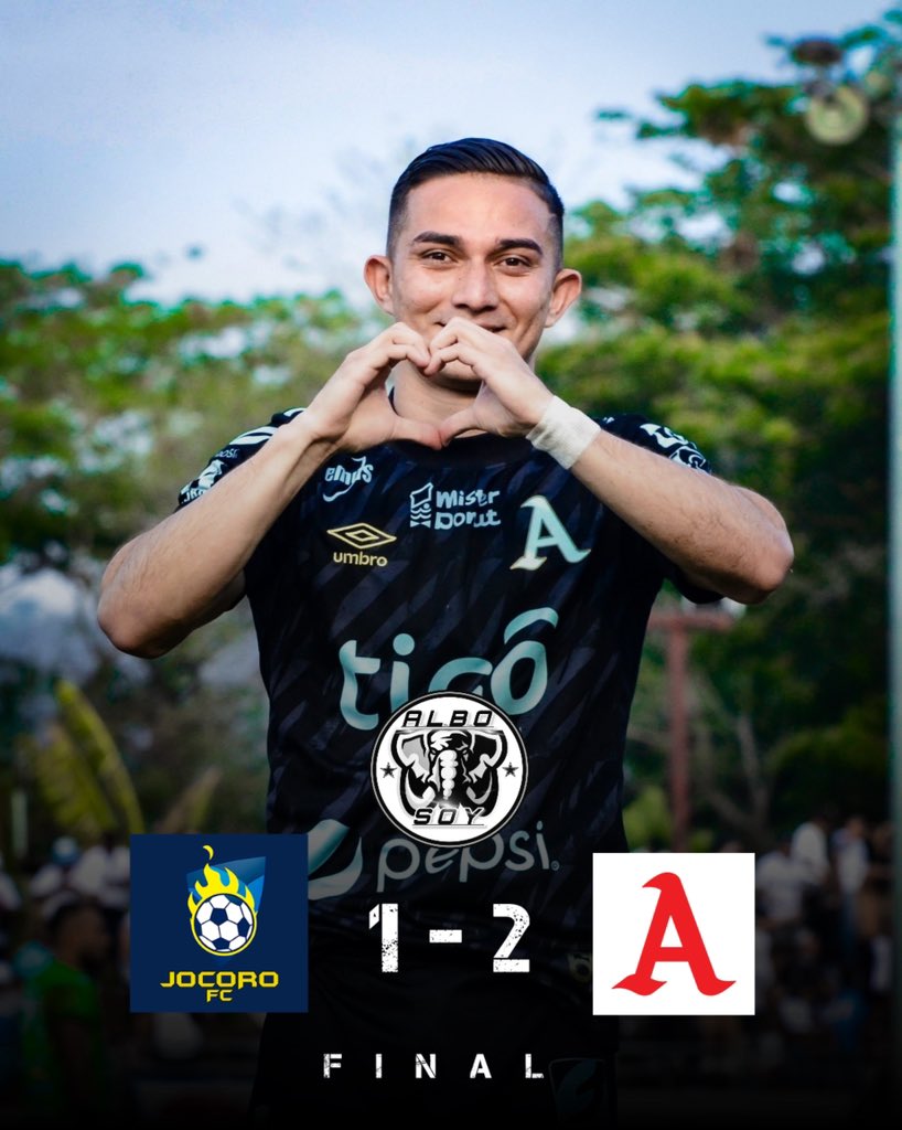 FT : JOCORO 1 - 2 ALIANZA FC — lo ganó Alianza FC en una cancha difícil. — Sebastián julio y Ezequiel Rivas marcaron los goles. — llegamos a 31 puntos. — LÍDERES. VAMOOOOOOS!!! 🅰️💪🏽 #AlboSoy