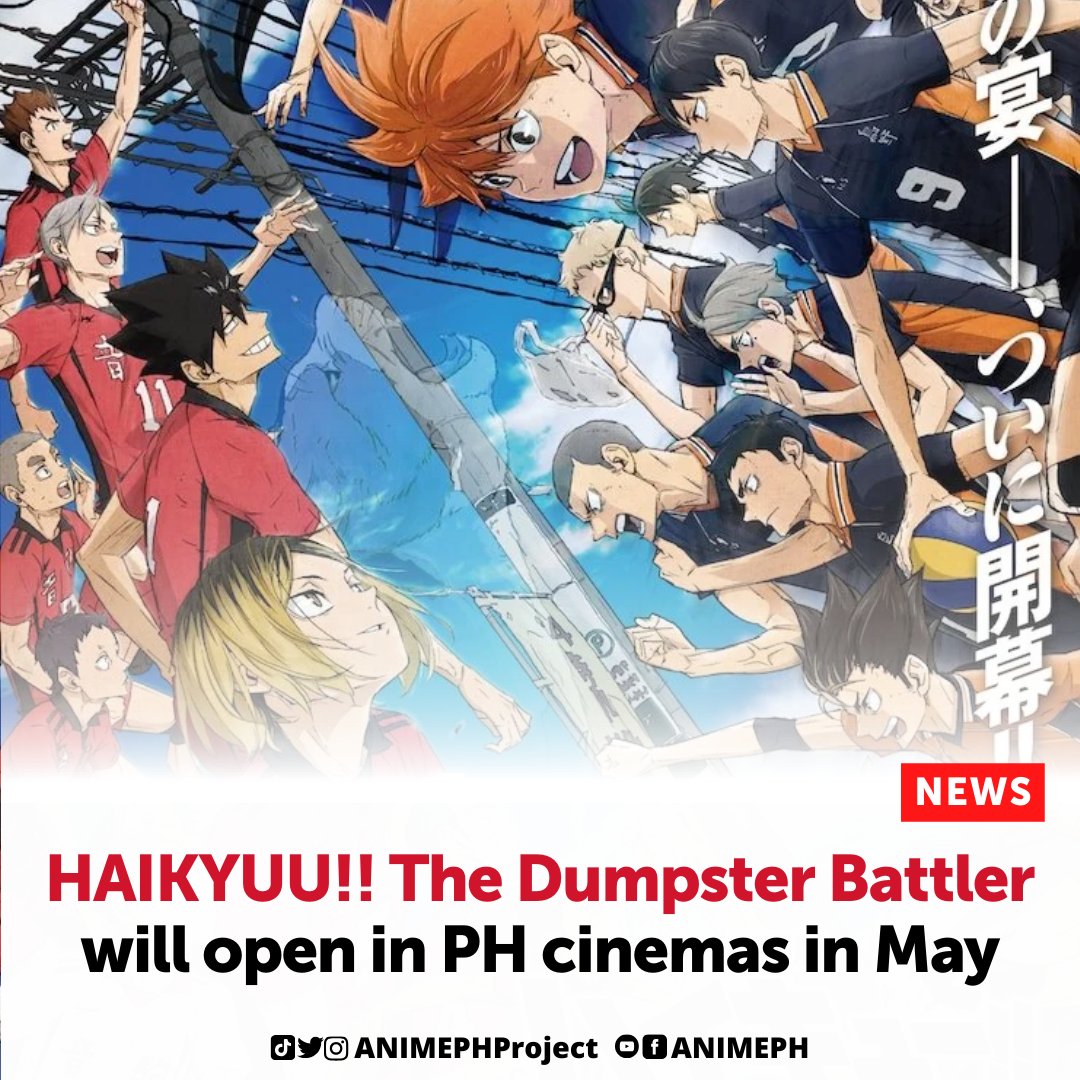 animePHproject's tweet photo. Medialink is planning to open "HAIKYU!! The Dumpster Battle" anime film in Singapore, Malaysia, Thailand, Indonesia, the Philippines, Vietnam, and India in May, according to a report from Anime News Network. https://t.co/au1wjxC5yz