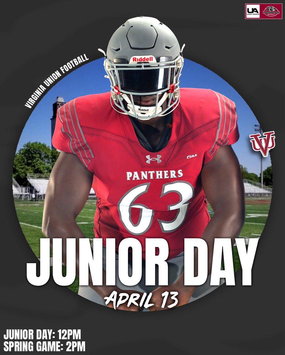 Come see what Virginia Union Football is all about. Junior Day Saturday April 13th. Get registered today. forms.office.com/r/MuhE6AWpvs