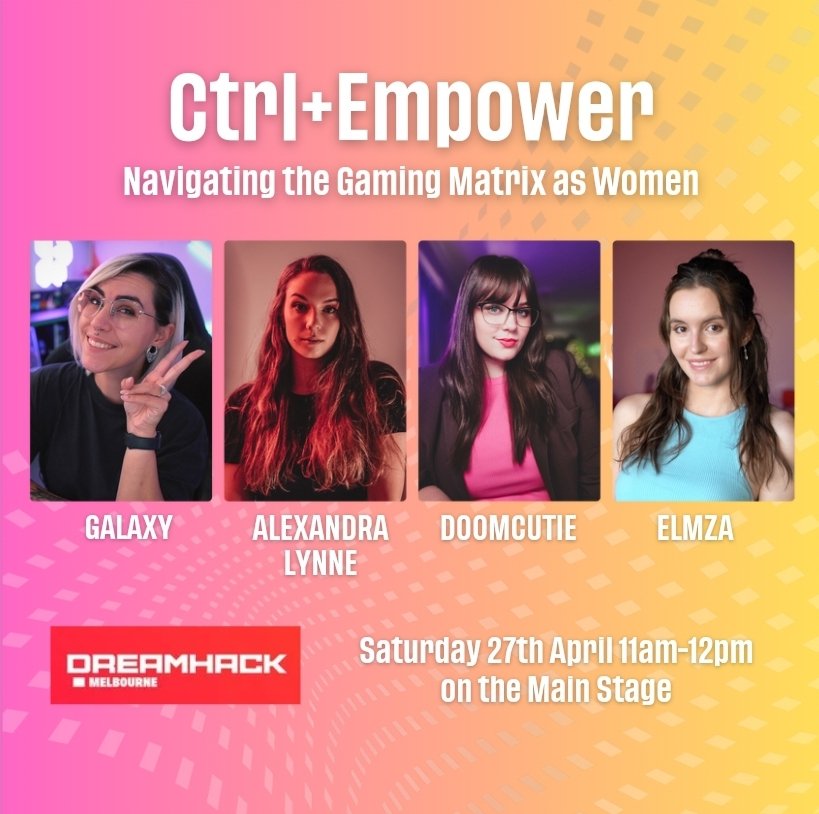 Get ready to join me, @galaxyAUS @allylynnetwitch and @ElmzaPlays, as we explore the concept of safety in the online world. Ctrl+Empower is for anyone who wishes to equip themselves with the latest tools in combating online harassment and engage with a community that is…