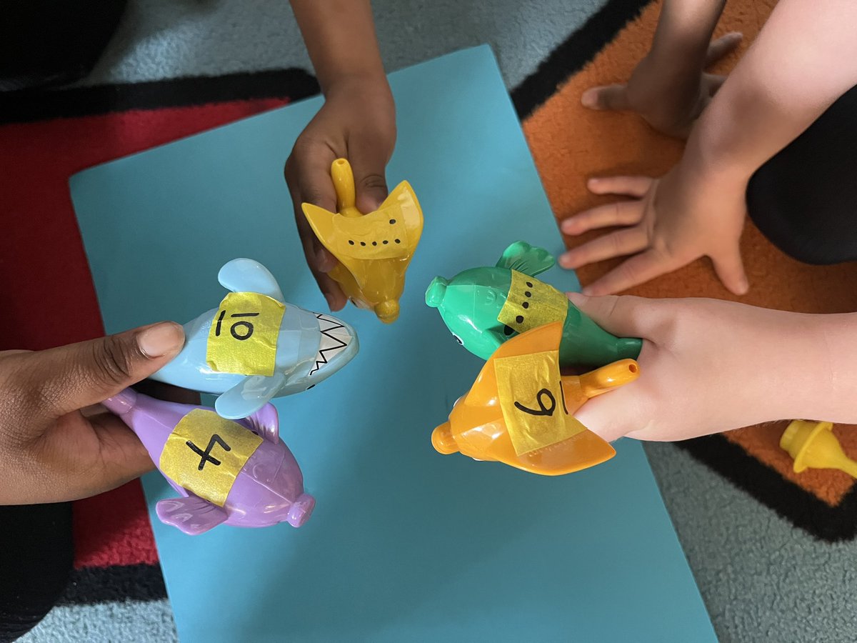 “Work together Wednesday!” W.E. worked together @wallacewolves to locate sea creatures while working on number identification! #WOYC24 #RISDprek @NAEYC