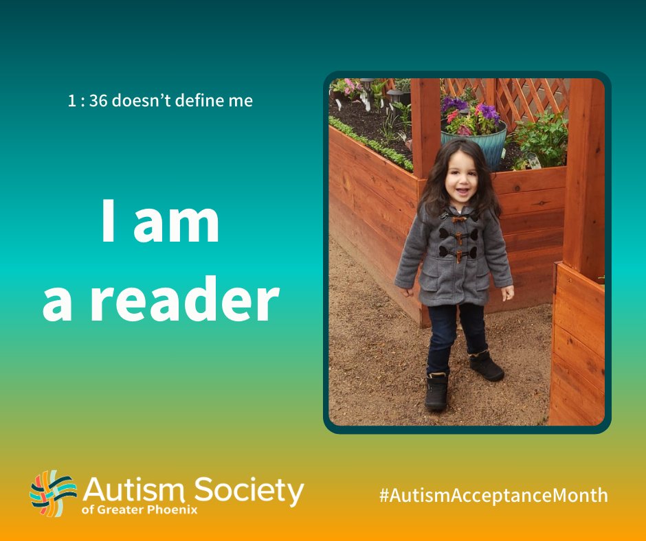 'I am a reader.' This month we will be featuring our 'I AM' Campaign. The purpose of the 'I Am' Campaign is '1:36 doesn't define me' and aims to break stereotypes of Autism. This campaign is designed to feature our community and showcase our community members for who they are.