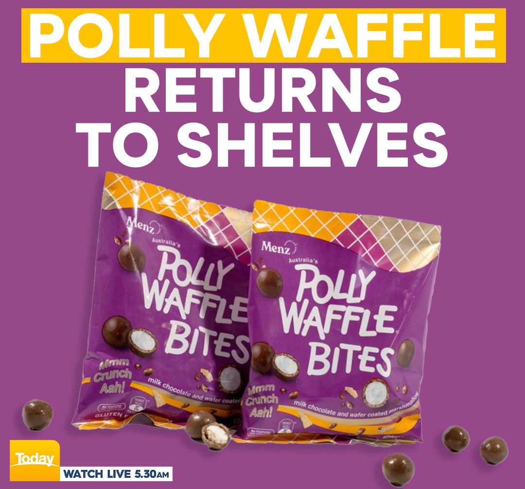ICONIC Aussie treat Polly Waffle is making a triumphant return - but with a small twist. The brand new product 'Polly Waffle Bites' will be rolling out nationwide from 12th April, after being off the shelves for over a decade. MORE: nine.social/E54 #9Today