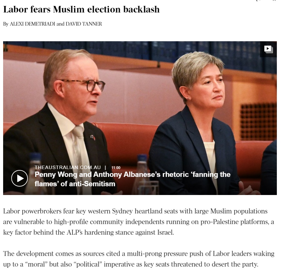 The backlash against Labor from the Muslim community has been evident for some time. 2022 federal election - In the Melbourne suburb of Meadow Heights, where 48% of residents practice the Islamic faith, there was a swing against Labor of close to 20% in one booth, and an average…