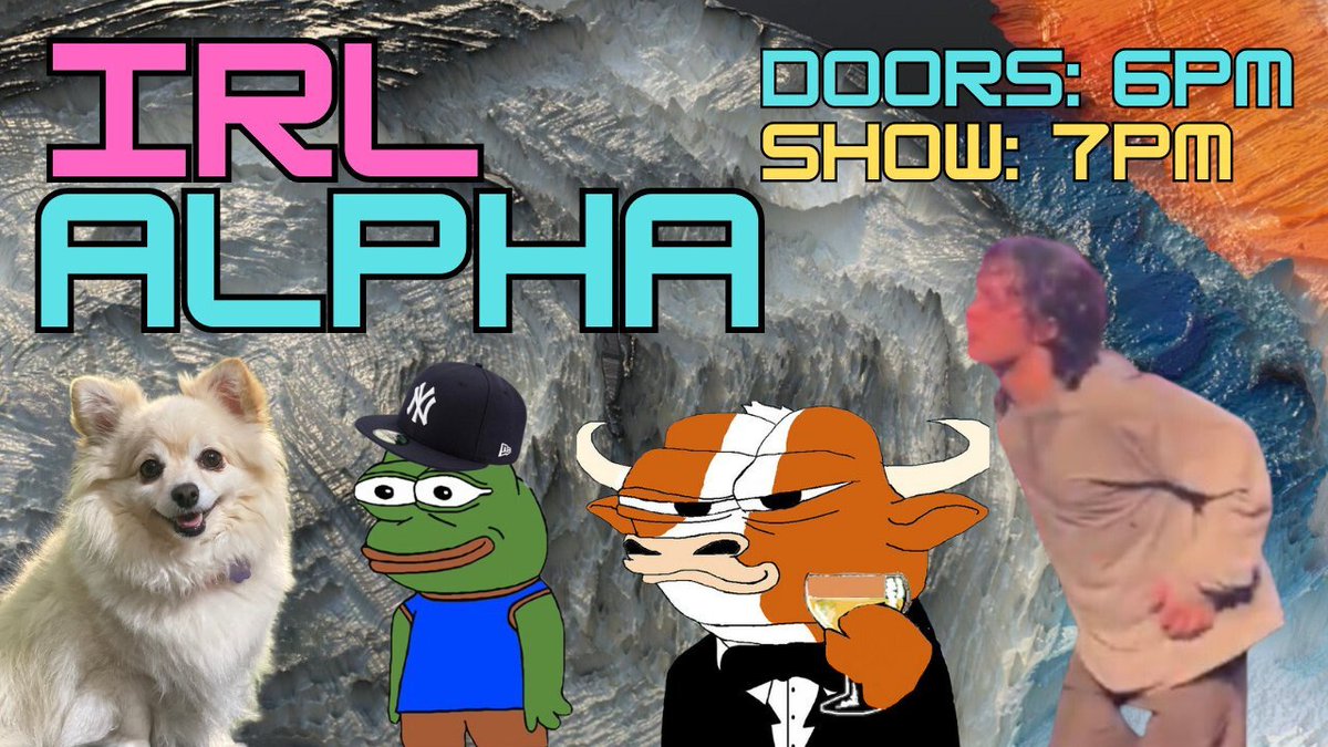 🎉 IRL Alpha this Thursday! 📷 Join our Panel: ThankYouX -- Jen -- BitGod -- weedlechamp -- Amy Street Join us to fight about all things Web3!🤺 Pull up w/ your spicy takes! 🌶️ If you can't make it IRL, Catch the stream on X or Youtube! 📷👇