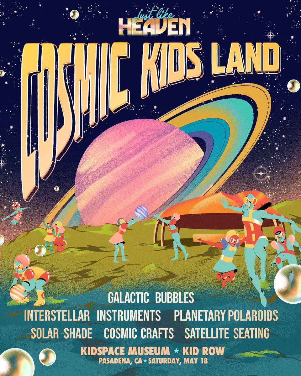 Just Like Heaven is excited to debut Cosmic Kids Land, a dedicated zone for music-loving parents and their cosmic kids! 💫 Presented by Kidspace Museum and Kid Row. #RoseBowl #JustLikeHeaven