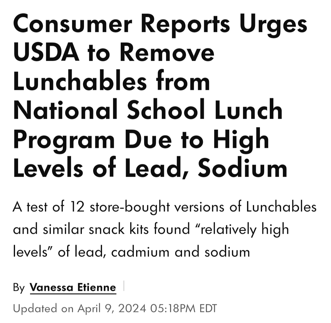 Naturally, Biden feds have done exactly nothing to protect our kids from lead in Lunchables
