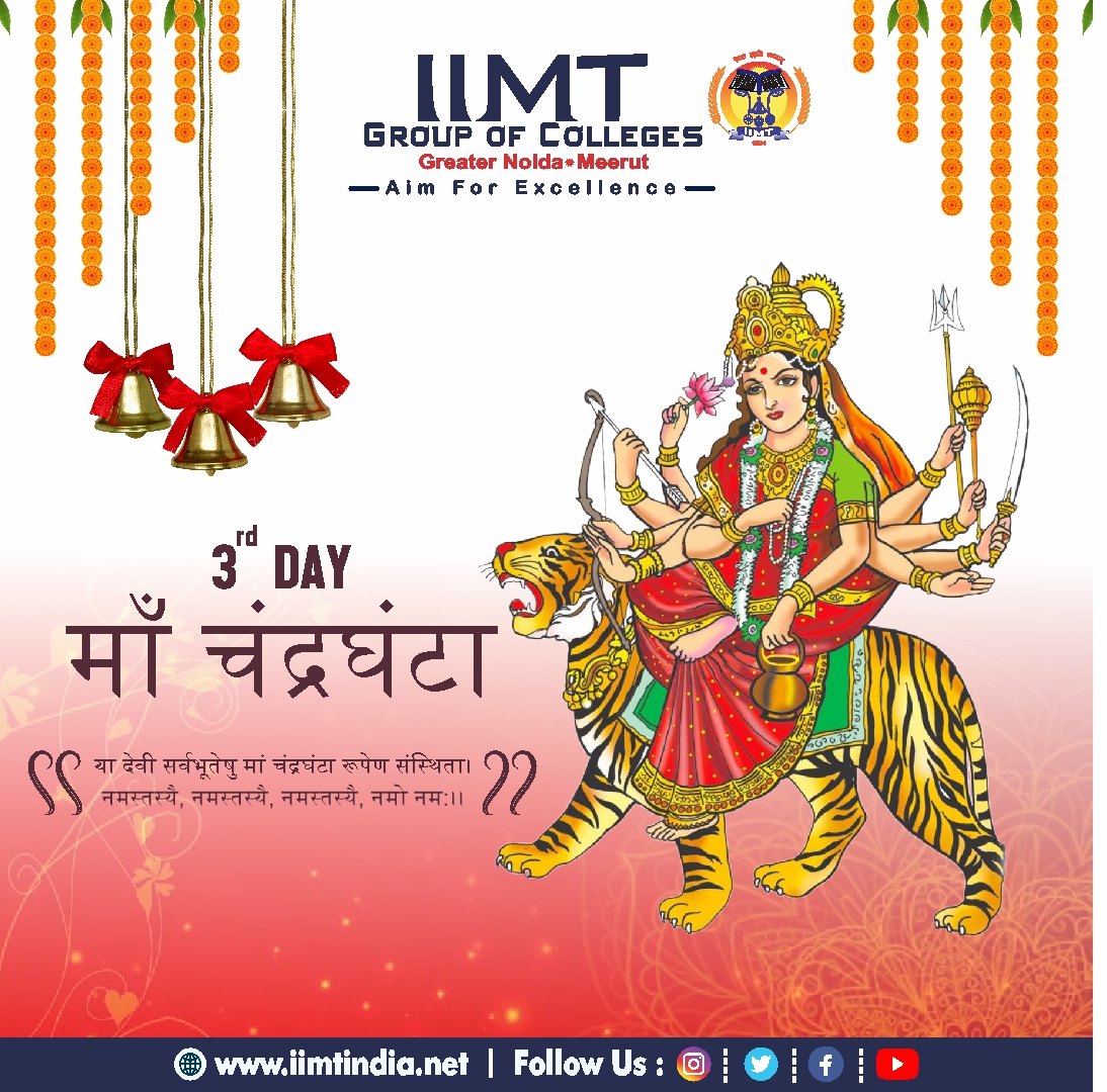 On the auspicious occasion of Navratri Day 3, let us invoke the divine blessings of Maa Chandraghanta. 🙏🌺 #Navratri #Day3 #MaaChandraghanta iimtindia.net Call Us: 9520886860 . #IIMTIndia #IIMTian #IIMTNoida #IIMTGreaterNoida #IIMTDelhiNCR #IIMTCollege