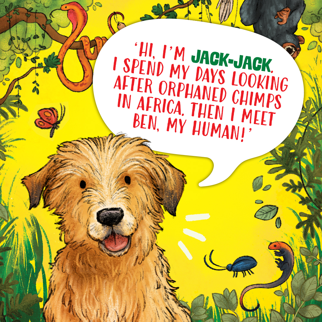 'Hi, I'm Jack-Jack, and my book is out today!' 🐕🐒🌿 Prof. @Ben_garrod presents the hilarious first book in his and #JackJack's new series, illustrated by @Charlillustrate. Do you think they deserve a treat? 🦴 An adventure perfect for ages 7+ 👉 geni.us/JackJack