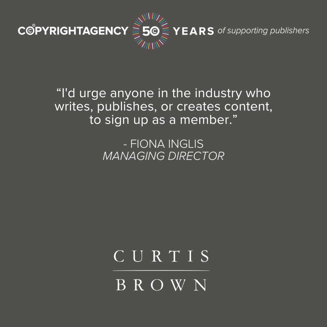 Thank you @curtisbrownaus Managing Director Fiona Inglis for recognising the work we've been doing for 50 years here at Copyright Agency. It has definitely been a pleasure to have you as one of our members. #copyrightagency #50yearsofsupportingcreators #supportingpublishers