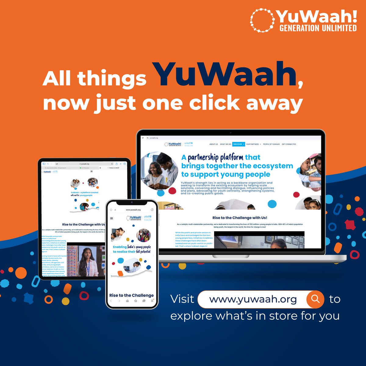 Be it a mobile phone, desktop or tablet, your journey with #YuWaah will always be a seamless one! Our website's interface ensures access to all the information, enabling the youth to explore countless opportunities anytime, anywhere. 🔗Get started: yuwaah.org