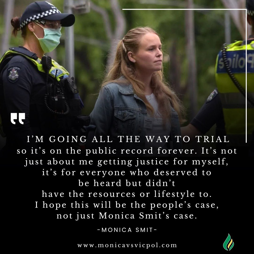 Someone has to…may as well be me. 

23rd July County Court Victoria.
See you there :-) 

If you have unresolved grievances with VicPol, come and let’s show them we aren’t letting it go without some accountability!